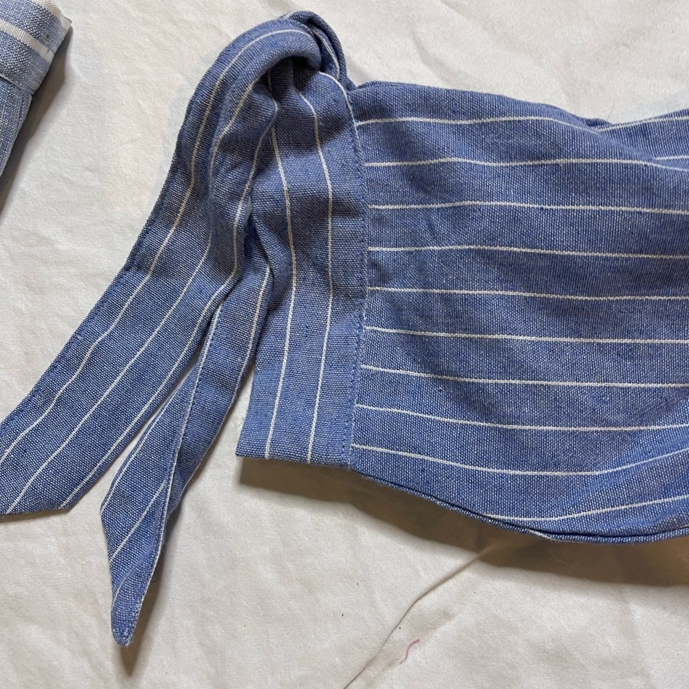 Linen Midi White Stripe Dress